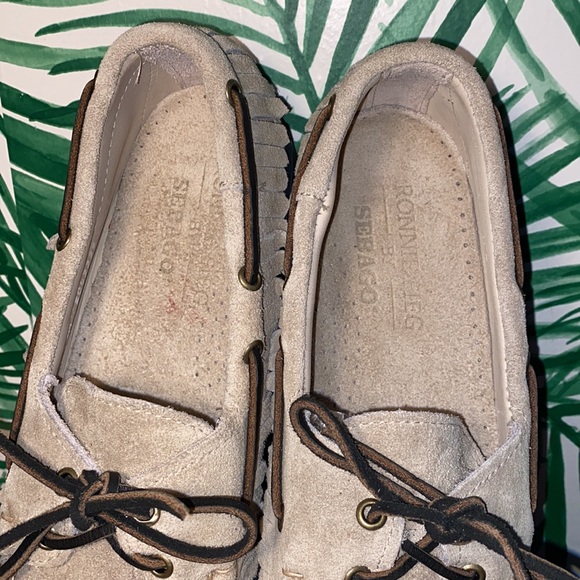 Ronnie Fieg x Sebago Tan Suede Fringe Leather Dockside Moccasins Men’s 9.5 M - Picture 9 of 11